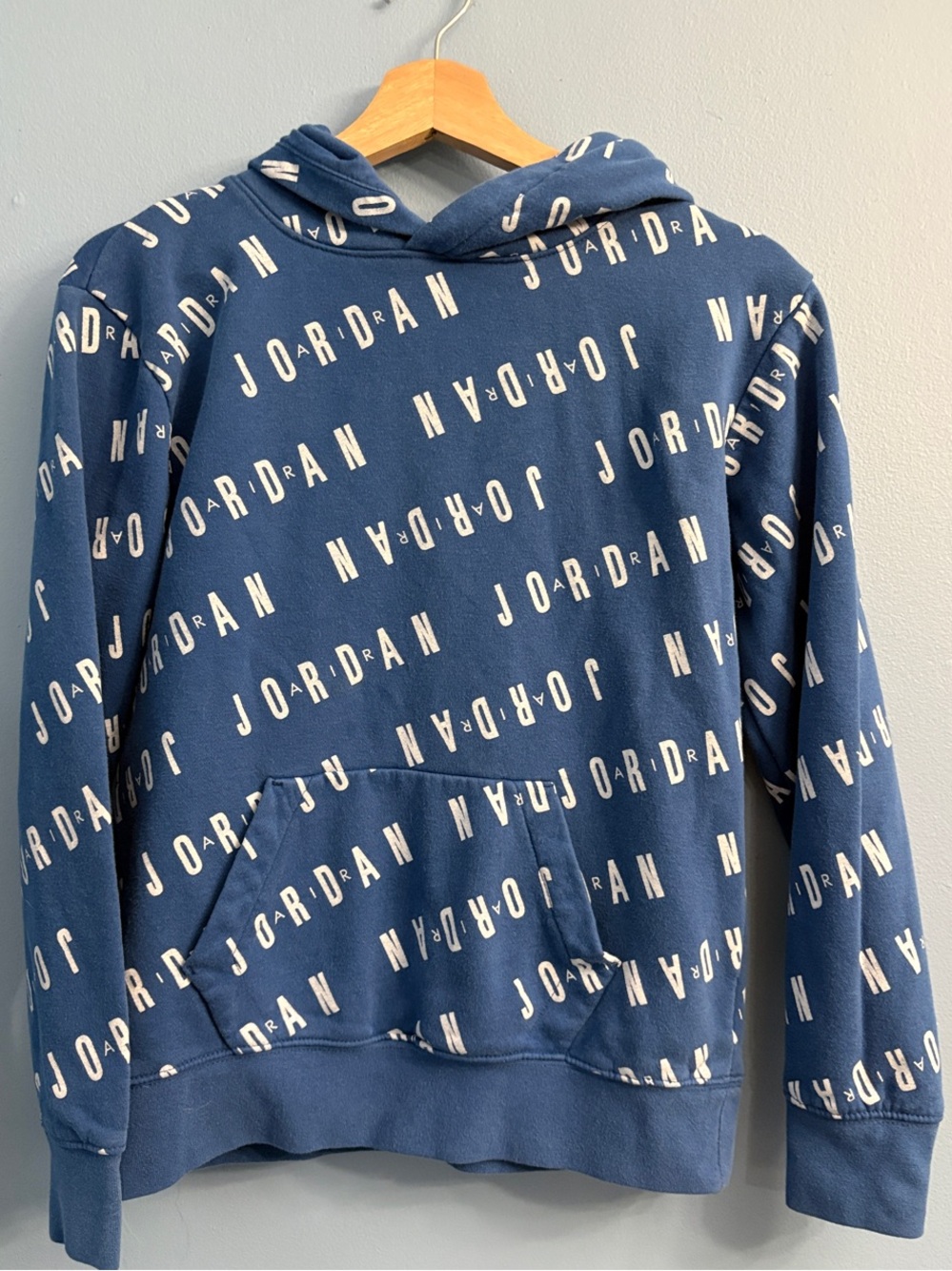 Jordan Boys Blue Logo-Print Pullover Hoodie